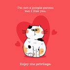 Cartoon cat with text on a red background