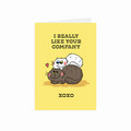 Greeting card with cute cats and text on a yellow background
