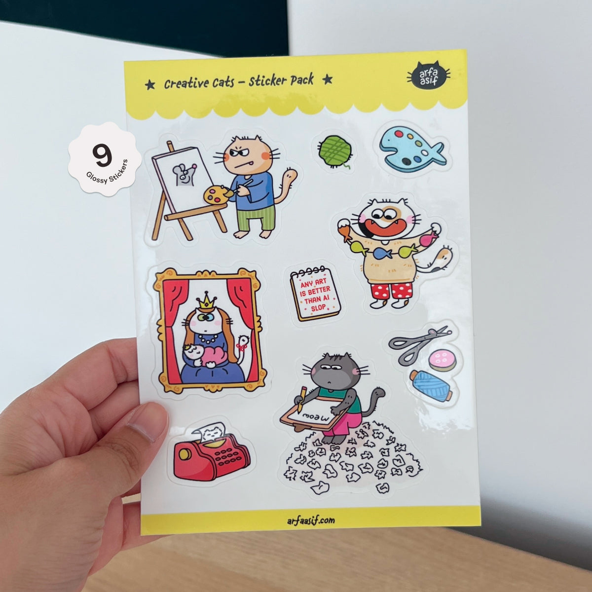 Sticker pack with cartoon cats on a white background